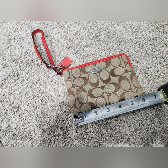 Coach Brown and Red Signature Wristlet - Picture 3 of 4